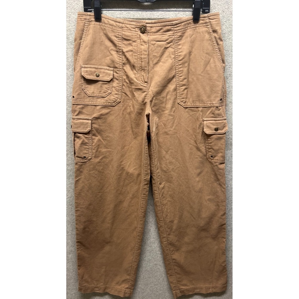 Vintage Lauren Ralph Lauren Womens Cargo Pants Brown Corduroy Pocket Tapered 10